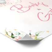 Roze Bloemen Olifant Baby shower Boeken en geschen Poster (Hoek)
