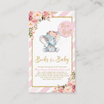 Roze Bloemen Olifant Baby shower Breng een Boek Ka