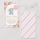 Roze Bloemen Olifant Baby shower Breng een Boek Ka Informatiekaartje (Voorkant / Achterkant)