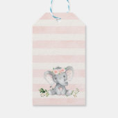 Roze Bloemen Olifant Baby shower Dank u Label Cadeaulabel (Achterkant)