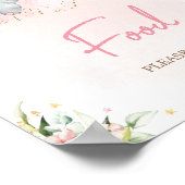 Roze Bloemen Olifant Baby shower Eten Poster (Hoek)