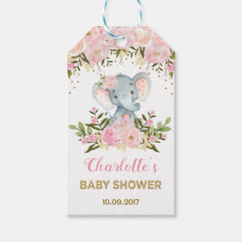 Roze Bloemen Olifant Baby shower Favor Gift Label Cadeaulabel