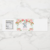 Roze Bloemen Olifant Baby shower Meisje Waterfles Etiket (Enkel label)