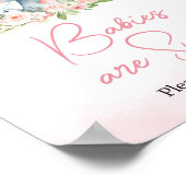 Roze Bloemen Olifant Ballon Baby's zijn Zoet Poster (Hoek)
