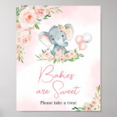 Roze Bloemen Olifant Ballon Baby's zijn Zoet Poster (Voorkant)
