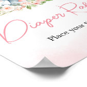 Roze Bloemen Olifant Ballon Luier Raffle Poster (Hoek)