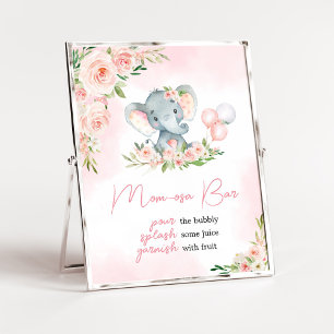 Roze Bloemen Olifant Ballon Moeder Osa Bar Poster
