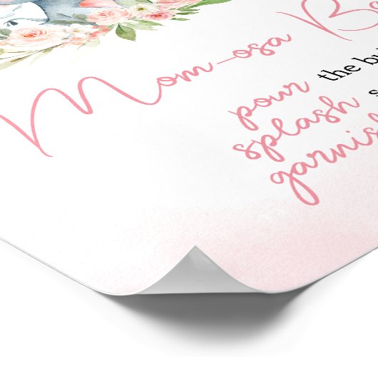 Roze Bloemen Olifant Ballon Moeder Osa Bar Poster (Hoek)