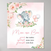 Roze Bloemen Olifant Ballon Moeder Osa Bar Poster (Voorkant)