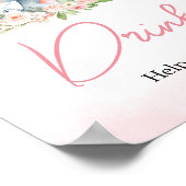 Roze Bloemen Olifant Balloon Baby shower Drinken Poster (Hoek)
