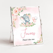 Roze Bloemen Olifant Balloon Baby shower Favoriete Poster