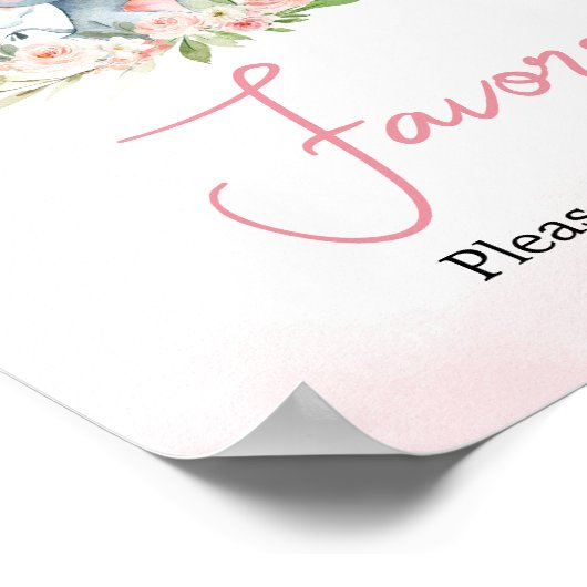 Roze Bloemen Olifant Balloon Baby shower Favoriete Poster (Hoek)