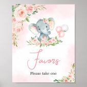 Roze Bloemen Olifant Balloon Baby shower Favoriete Poster (Voorkant)