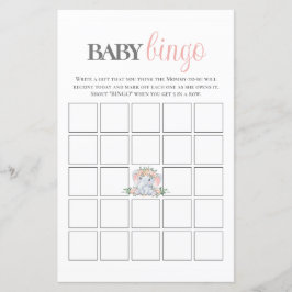 Roze Bloemen Olifant Bingo Baby shower spel