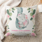 Roze Bloemen Olifant Geboorte Stats Meisje Kwekeri Kussen (Deken)