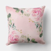 Roze Bloemen Olifant Geboorte Stats Meisje Kwekeri Kussen (Achterkant)