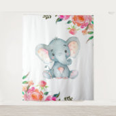 Roze Bloemen Olifant Kwekerij Wandkleed (Voorkant)