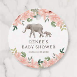 Roze Bloemen Olifant Meisje Baby shower Bedankjes Labels