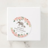 Roze Bloemen Olifant Meisje Baby shower Bedankjes Labels (In situ)