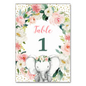 Roze Bloemen Olifant Meisje Baby shower Kaart (Achterkant)