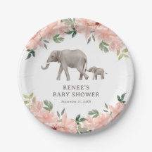 Roze Bloemen Olifant Meisje Baby shower