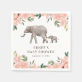 Roze Bloemen Olifant Meisje Baby shower Servet (Voorkant)
