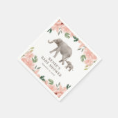 Roze Bloemen Olifant Meisje Baby shower Servet (Hoek)