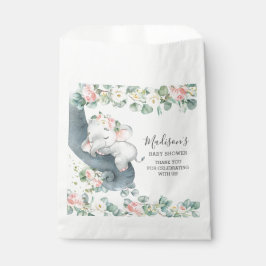 Roze Bloemen Olifant Meisje Baby shower Verjaardag Bedankzakje