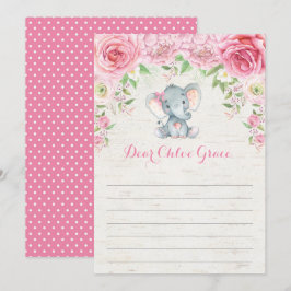 Roze Bloemen Olifant Tijd Capsule Bericht Kaart