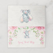 Roze Bloemen Olifant Waterverf Rozen Meisje Oerwou Plaatskaartje (Buitenkant ongevouwen)