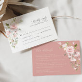 Roze Bloemen Olijf Bruiloft Details Behuizing Kaar Informatiekaartje