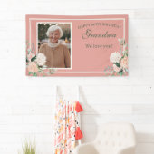 Roze Bloemen Oma 90ste verjaardag Spandoek (Insitu)