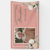 Roze Bloemen Oma 90ste verjaardag Spandoek (Verticaal)