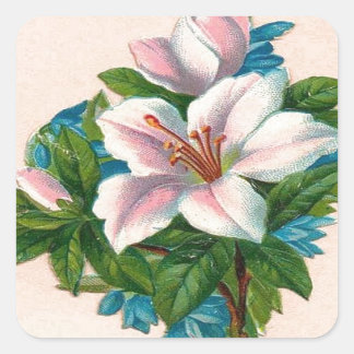 roze bloemen, oma Verjaardag Vierkante Sticker