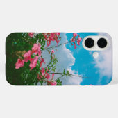 Roze Bloemen Onder Blauwe Hemel Met Wolken - Natuu Case-Mate iPhone Case (Achterkant (horizontaal))