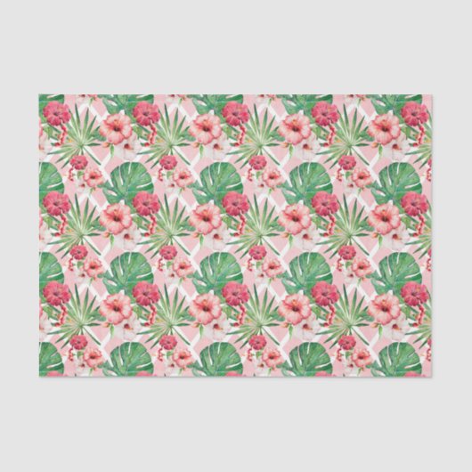 Roze Bloemen (Ontwerp 16 Roze Reeks) Tissuepapier (Voorkant)