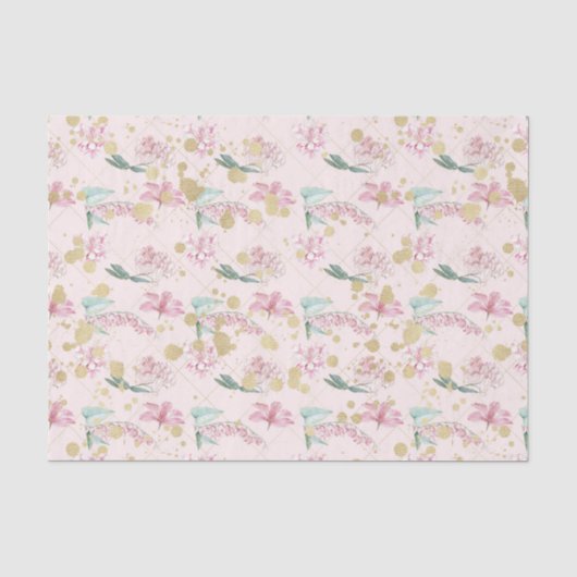 Roze Bloemen (Ontwerp 19 Roze Serie) Tissuepapier (Voorkant)