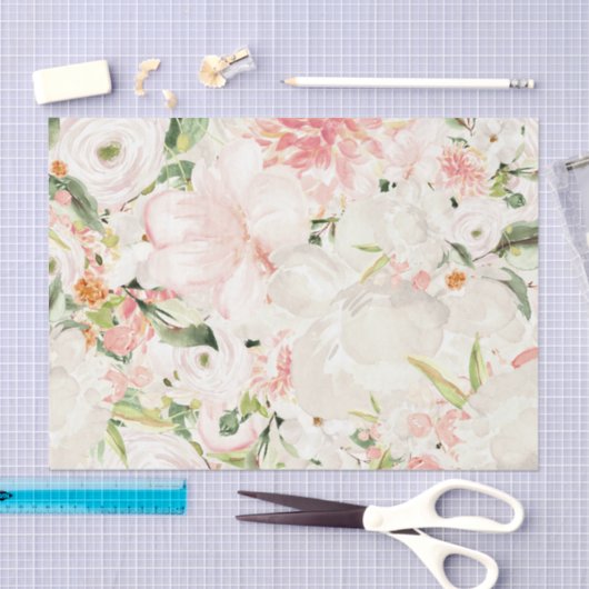 Roze bloemen (ontwerp 23 roze serie) tissuepapier (Craft)