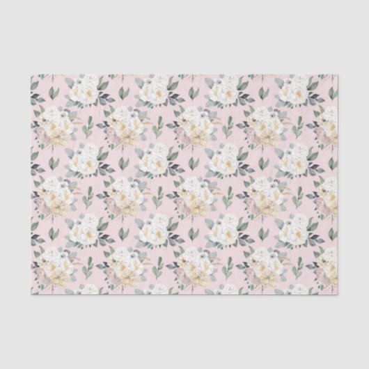 Roze Bloemen (Ontwerp 26 Roze Serie) Tissuepapier (Voorkant)