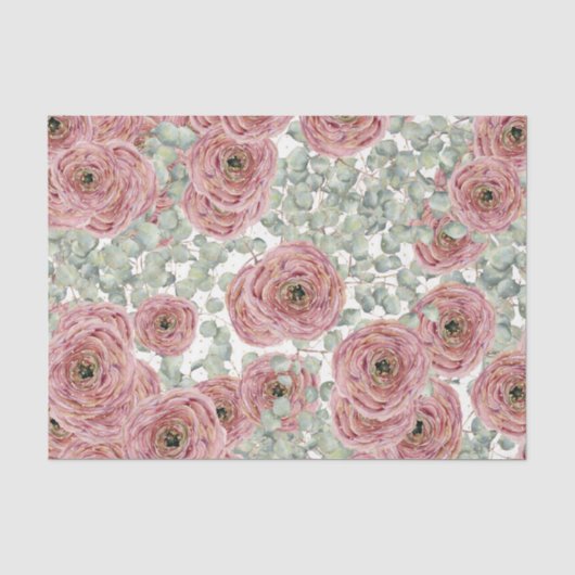Roze Bloemen (Ontwerp 67 Roze Serie) Tissuepapier (Voorkant)