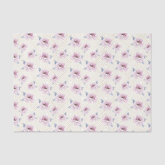 Roze Bloemen (Ontwerp 76 Roze Serie) Tissuepapier (Voorkant)