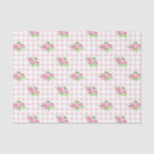 Roze Bloemen (Ontwerp 77 Roze Serie) Tissuepapier (Voorkant)