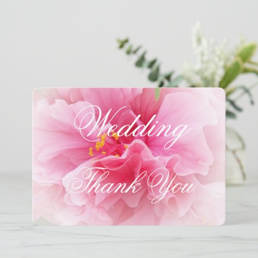 Roze Bloemen Ontwerp Wedding Bedankkaart (Staand voorkant)