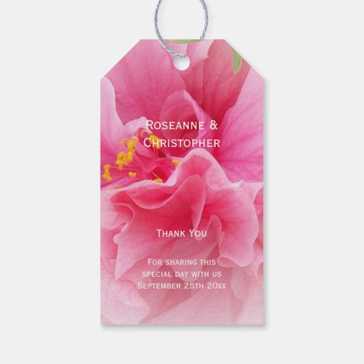 Roze Bloemen Ontwerp Wedding Cadeaulabel (Achterkant)