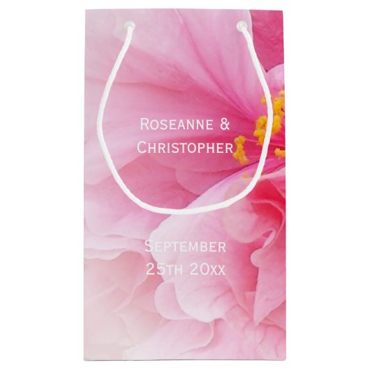 Roze Bloemen Ontwerp Wedding Klein Cadeauzakje (Achterkant)