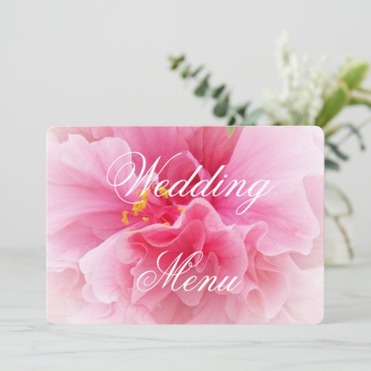 Roze Bloemen Ontwerp Wedding Menu (Staand voorkant)