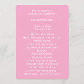 Roze Bloemen Ontwerp Wedding Programmakaart (Achterkant)