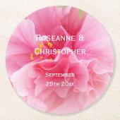 Roze Bloemen Ontwerp Wedding Ronde Kartonnen Onderzetter (Voorkant)