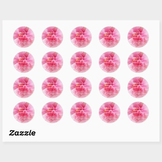 Roze Bloemen Ontwerp Wedding Ronde Sticker (Vel)