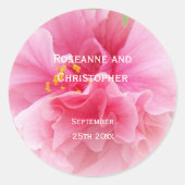 Roze Bloemen Ontwerp Wedding Ronde Sticker (Voorkant)